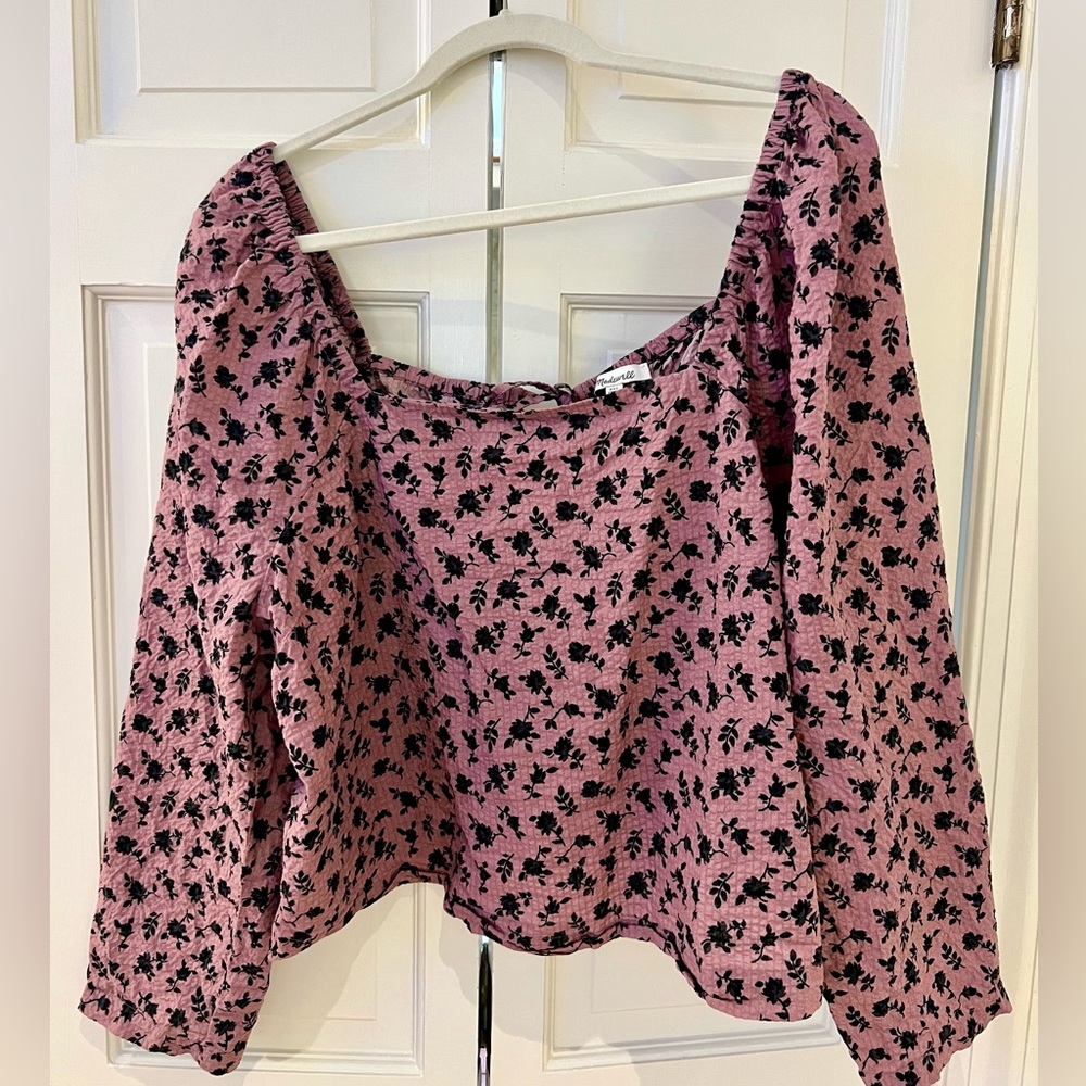 Madewell Women’s Cropped Top Purple Floral 100% Cotton Size XXL